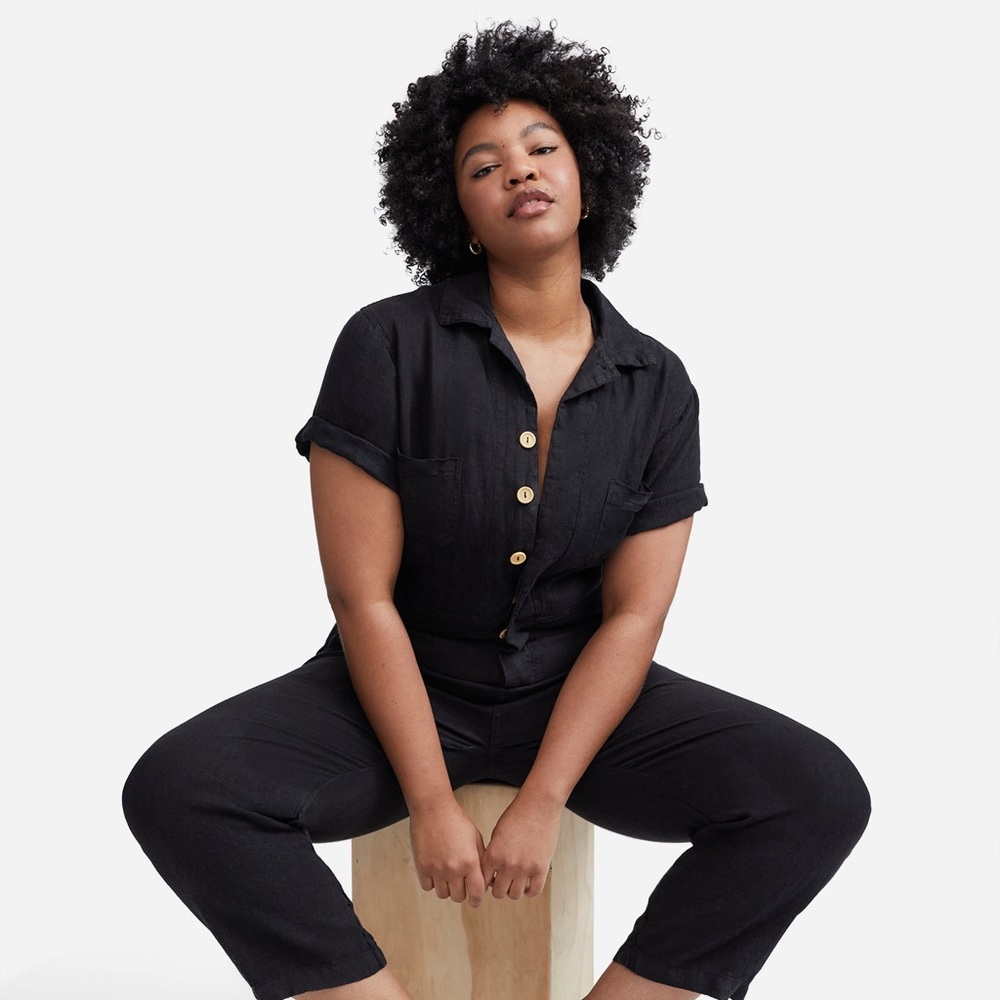 MATE the Label Short Sleeve Linen Jumpsuit